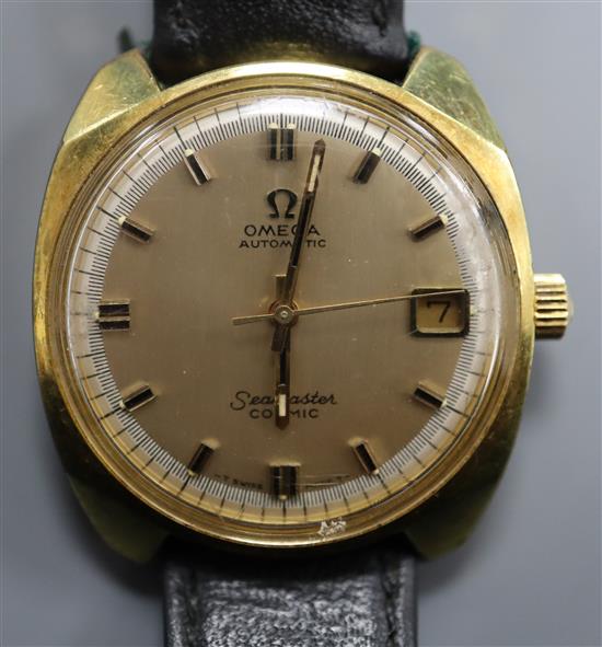 A gentlemans 1970s? gold plated Omega Seamaster Cosmic automatic wrist watch,